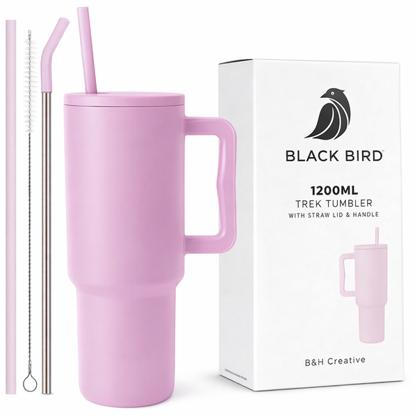Black Bird Stainless Steel Vacuum Insulated Tumbler (1200 ml) with Straw Lid & Handle | Leakproof | Hot & Cold