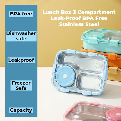 Stainless Steel Leakproof Bento Lunch Box with Compartments | Office & School Tiffin Box
