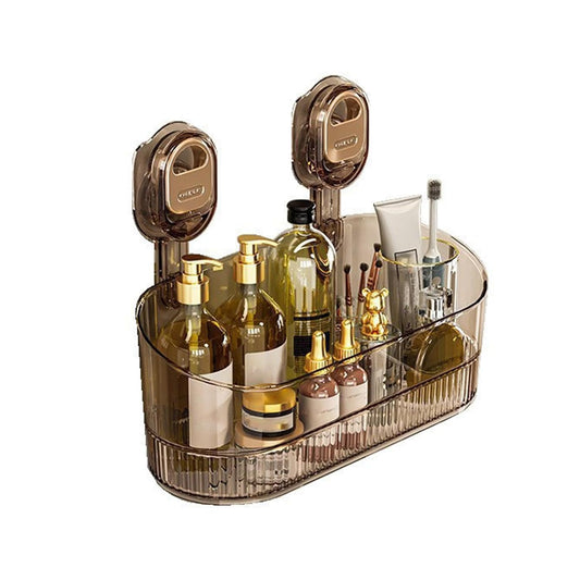 Wall Mounted Bathroom Storage Shelf | No-Drill Suction Organizer Rack