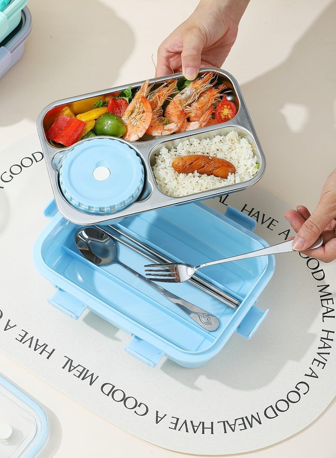 Stainless Steel Leakproof Bento Lunch Box with Compartments | Office & School Tiffin Box