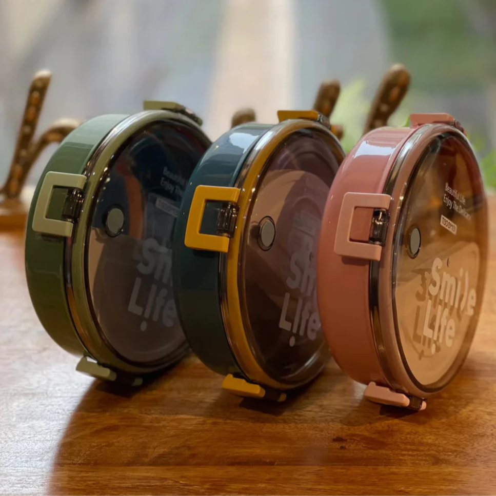 Round Stainless Steel Leakproof Lunch Box | Insulated Bento Tiffin for Office & School