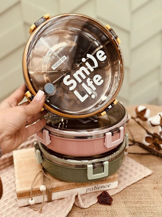 Round Stainless Steel Leakproof Lunch Box | Insulated Bento Tiffin for Office & School